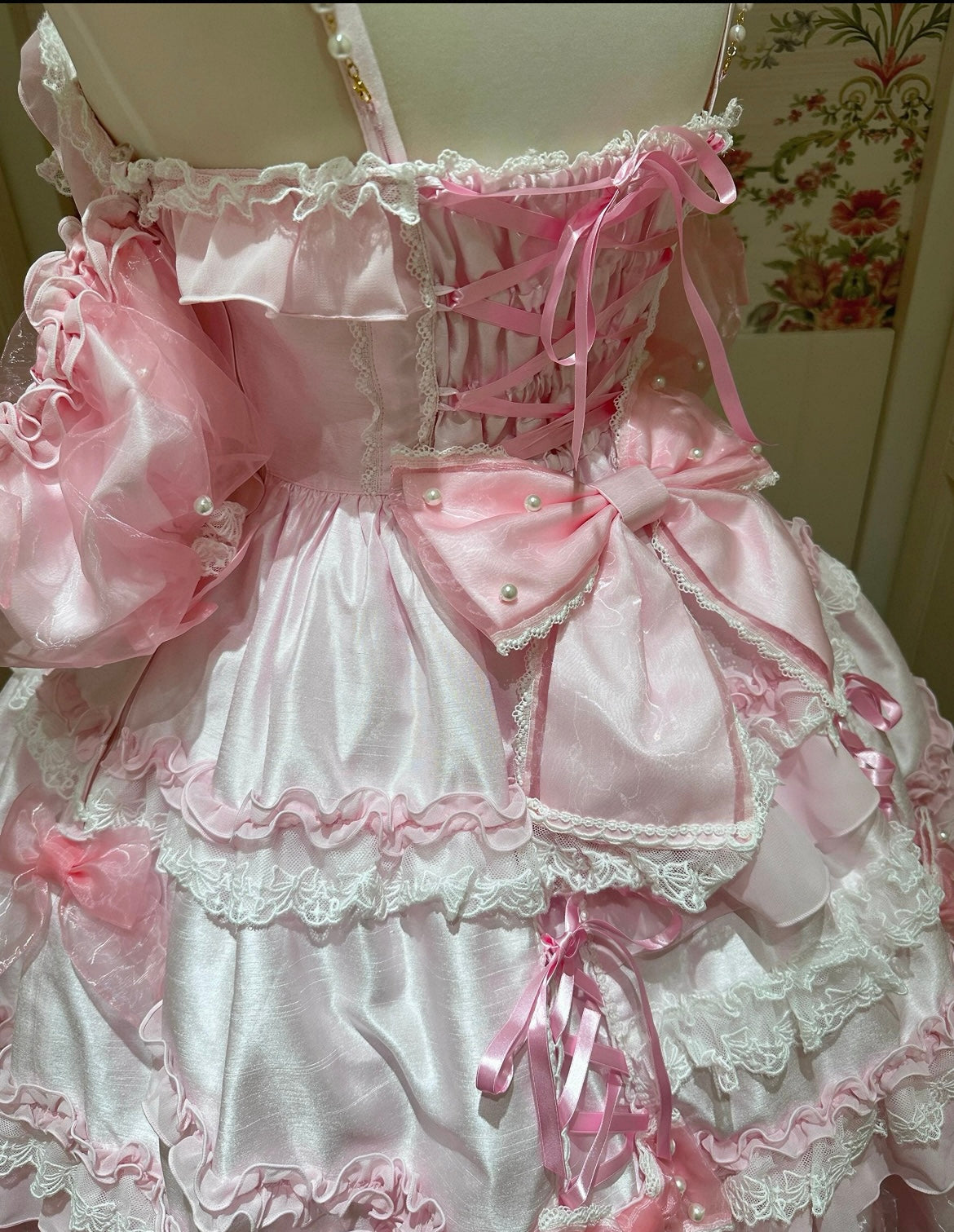 Pink and white lace and ribbon dress with a touch of fairy charm #fairykei #kawaii