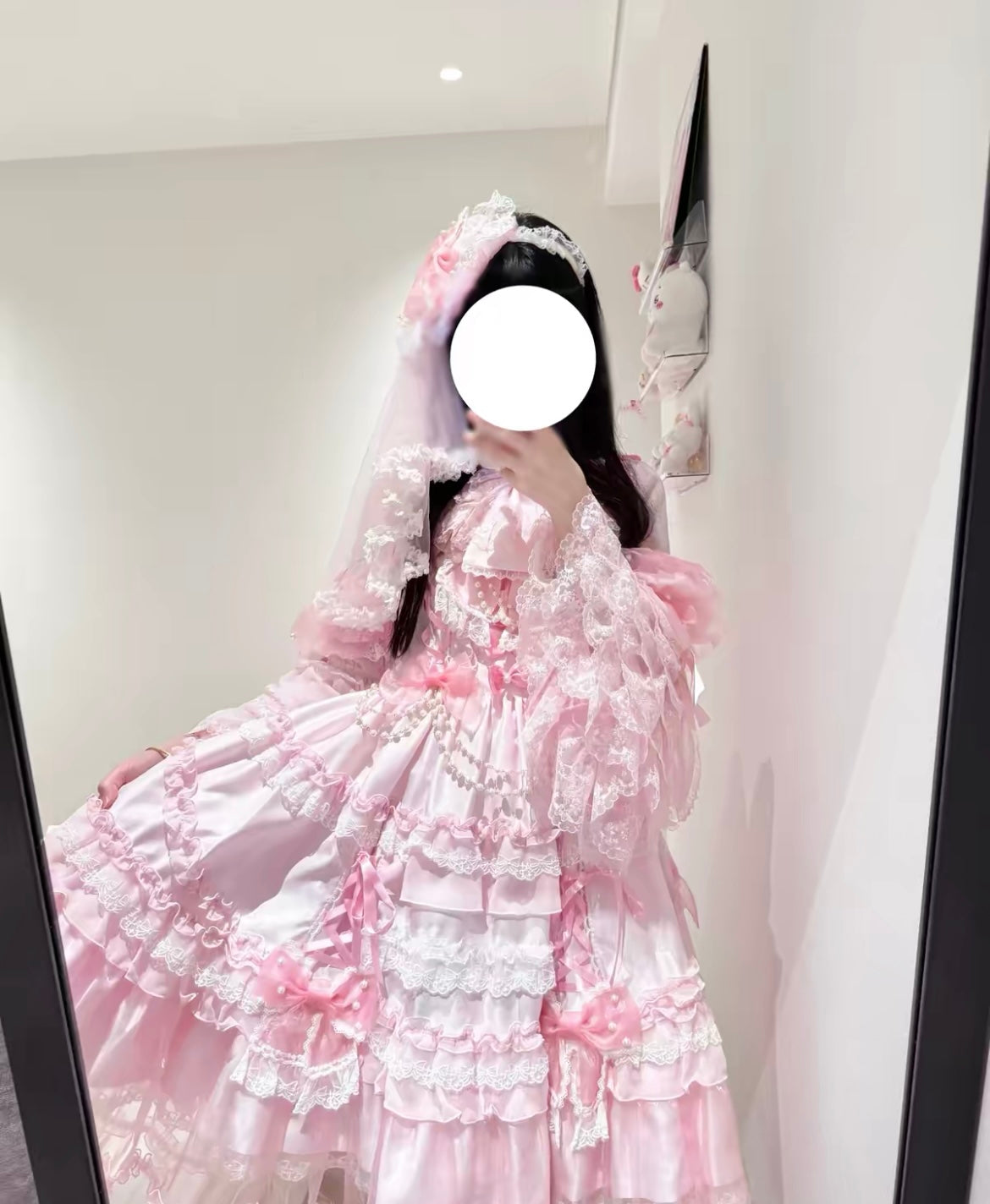 Pink and white lace and ribbon dress with a touch of fairy charm #fairykei #kawaii