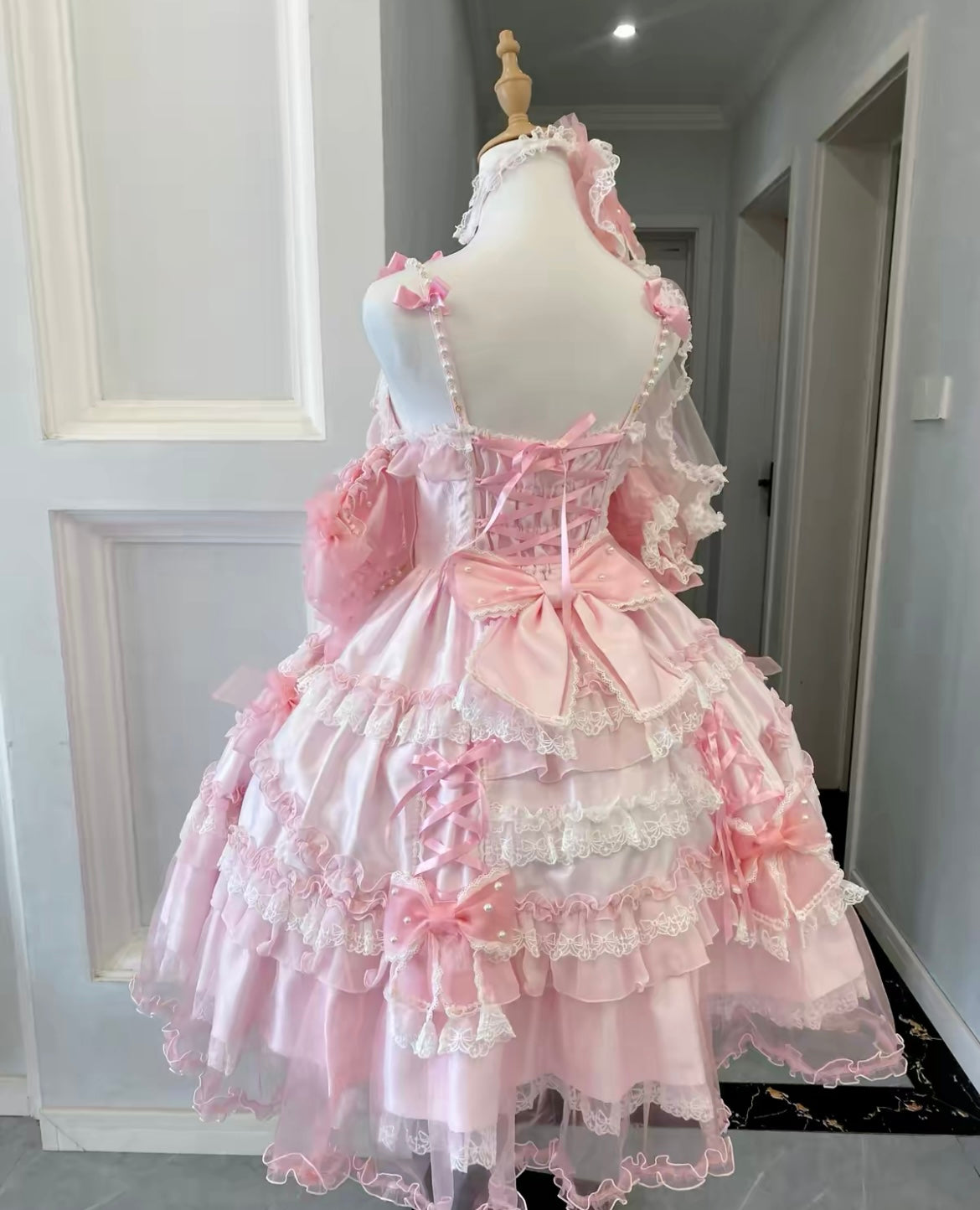 Pink and white lace and ribbon dress with a touch of fairy charm #fairykei #kawaii