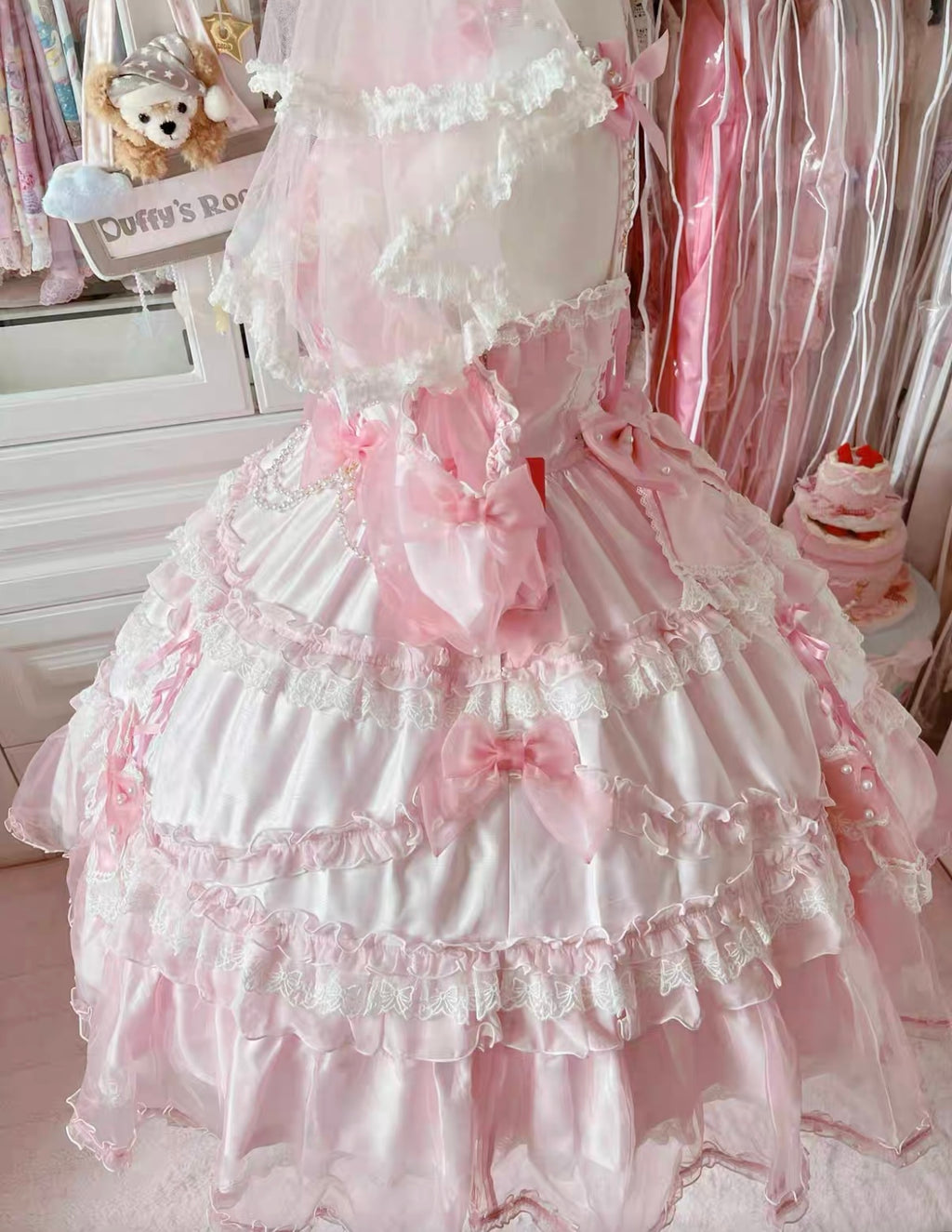 Pink and white lace and ribbon dress with a touch of fairy charm #fairykei #kawaii
