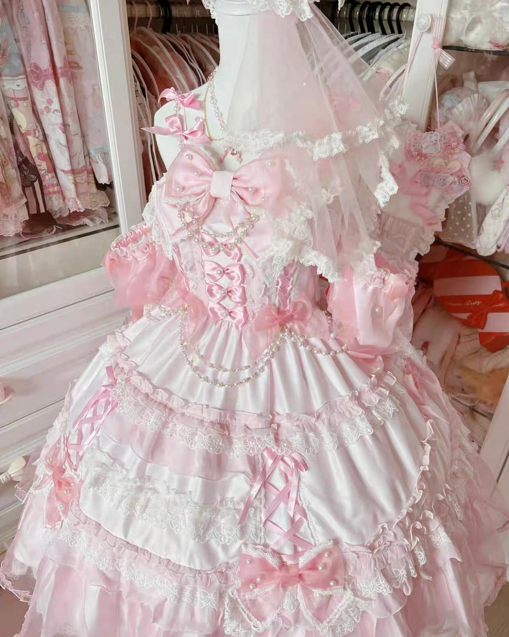 Pink and white lace and ribbon dress with a touch of fairy charm #fairykei #kawaii